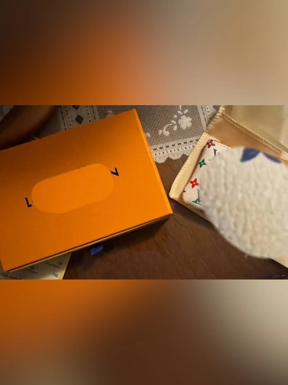 Orange Designer Box with Monogram Pouch (White Multicolor) - Picture 1 of 1